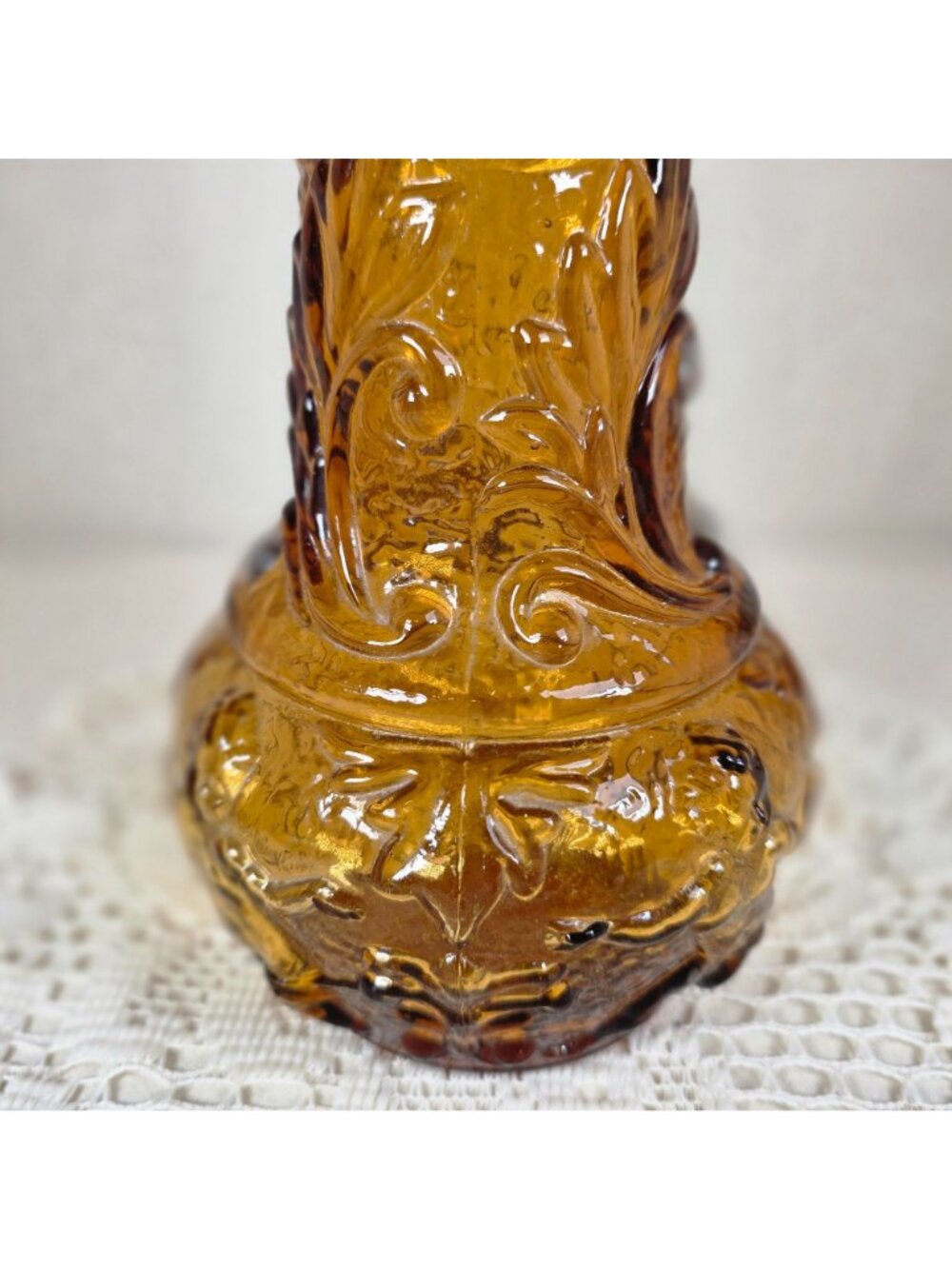 Vintage Italian Empoli Amber Glass Genie Bottle Decanter Rossini Style 1970s MCM - Picture 6 of 10